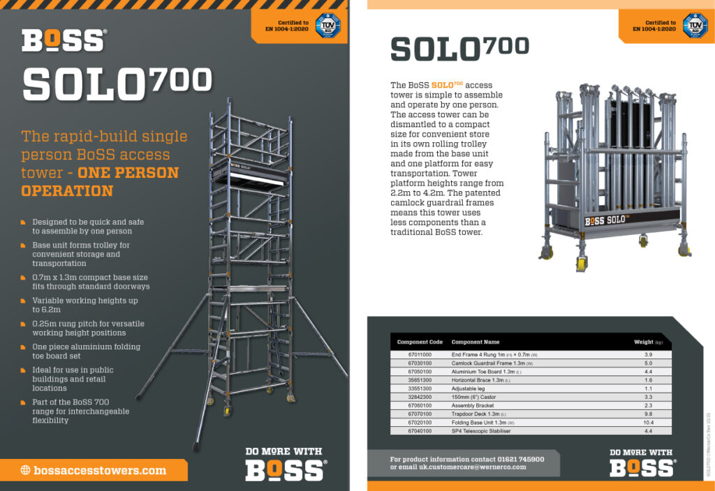 Aluminium Scaffolding – One Man Tower – SOLO700 - Aldek